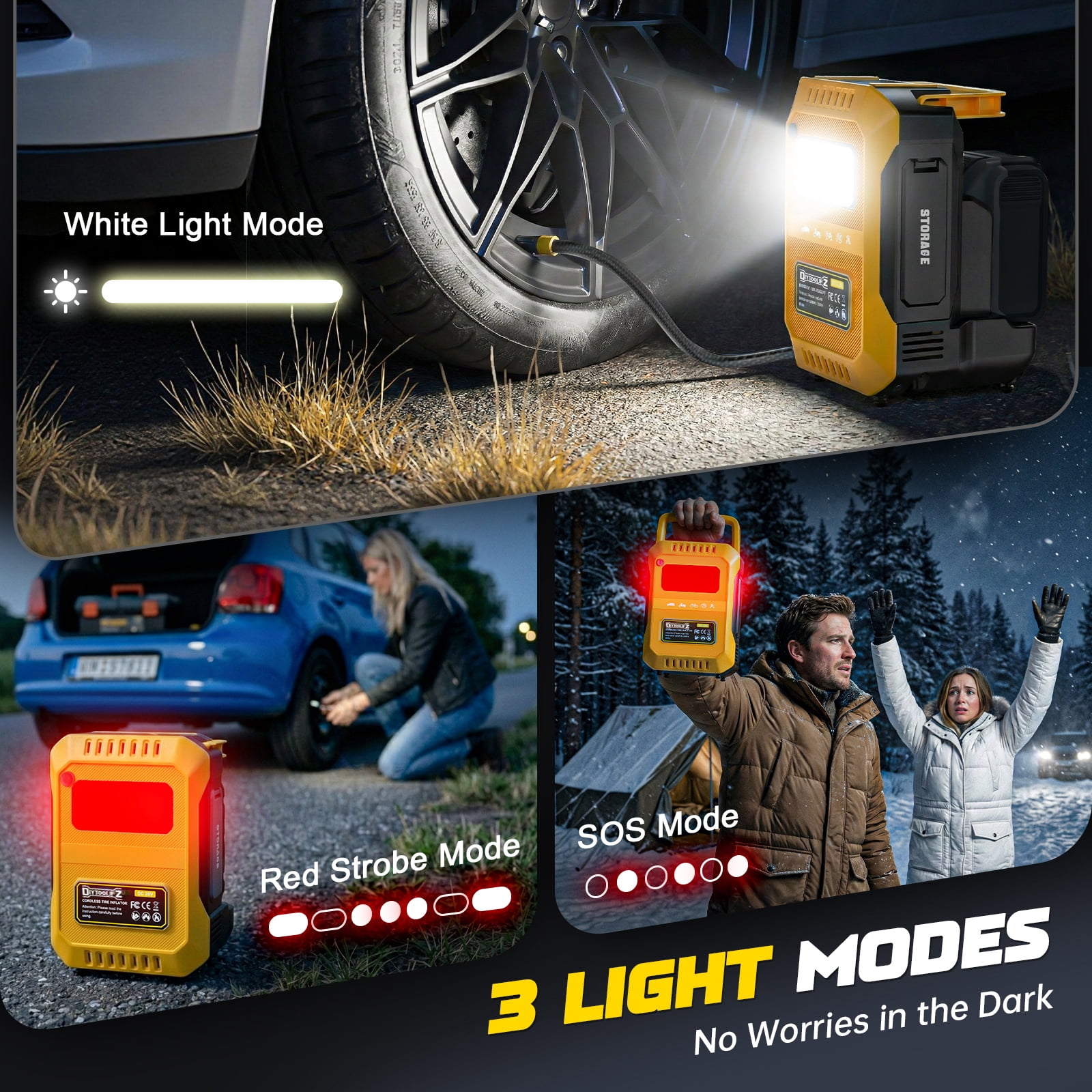 Tire Inflator Portable Air Compressor Compatible with Dewalt 20V Battery, Cordless Bike Pump 160 PSI Car Tires Air Pump with LED Lights & Digital LED Display for Auto, Motorcycles, Balls (Tool Only)