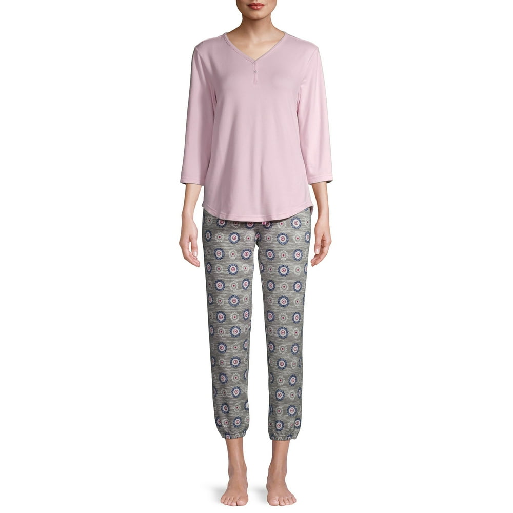 Hanes - Hanes Women's Henley and Jogger Pajama Set - Walmart.com