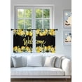 thumbnail image 4 of Sheer Curtains 45 Inch Length 2 Panels Set for Kitchen, Yellow Lemons Semi Sheer Curtains for Windows, Summer Fruits Leaves Botanical Black Voile Window Treatments Rod Pocket Curtain, 4 of 7