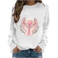 thumbnail image 3 of QATAINLAV Womens Breast Cancer Sweatshirt Pink Ribbon Graphic Print Pullover Casual Crew Neck Long Sleeve Tops White XXL, 3 of 6