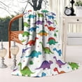 thumbnail image 2 of White Cartoon Dinosaurs Stars Pattern Blanket,Comfortable Soft Flannel Throw Blanket,All Season,Warm Lightweight Blankets for Sofa Bed Couch Living Room Chair,60"x80", 2 of 4