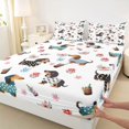thumbnail image 4 of Homewish Cartoon Dachshund Dog Queen Sheets,Cute Flowers Queen Sheet Sets,White,4-Piece,1 Flat Sheet, 1 Fitted Sheet and 2 Pillowcases, 4 of 6