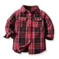 thumbnail image 2 of Otqutp Toddler Autumn Tops Kids Flannel Shirt Jacket Plaid Long Sleeve Lapel Button Down Baby Boys Girls Fall Shirt Coat Outwear with Pockets, 2 of 8