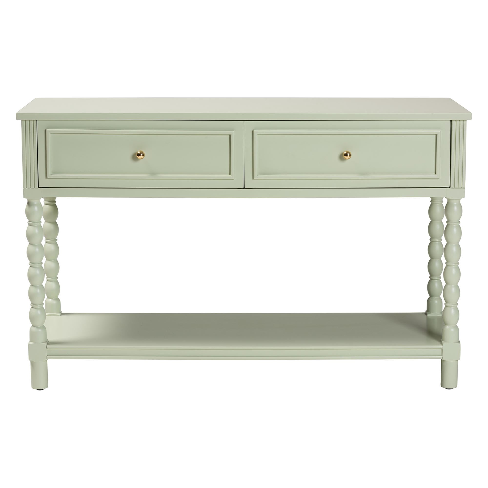 bali & pari Karnia Modern Console Table, 2-Drawer, Mint Green