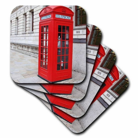 - 3dRose Londons Famous Red Phone Booths, Soft Coasters, set of 4