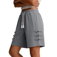 thumbnail image 6 of uublik Gym Shorts for Women Casual Elastic Waist Shorts Summer Beach Lightweight Short Pants with Pockets, Gray, 6 of 6