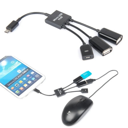 - TSV 3 in 1 Micro USB OTG HUB, Sync and Charging cable(support USB Drive, Mouse, Keyboard,etc...) OTG Host Cable Adapter Micro USB to USB 2.0 Adapter