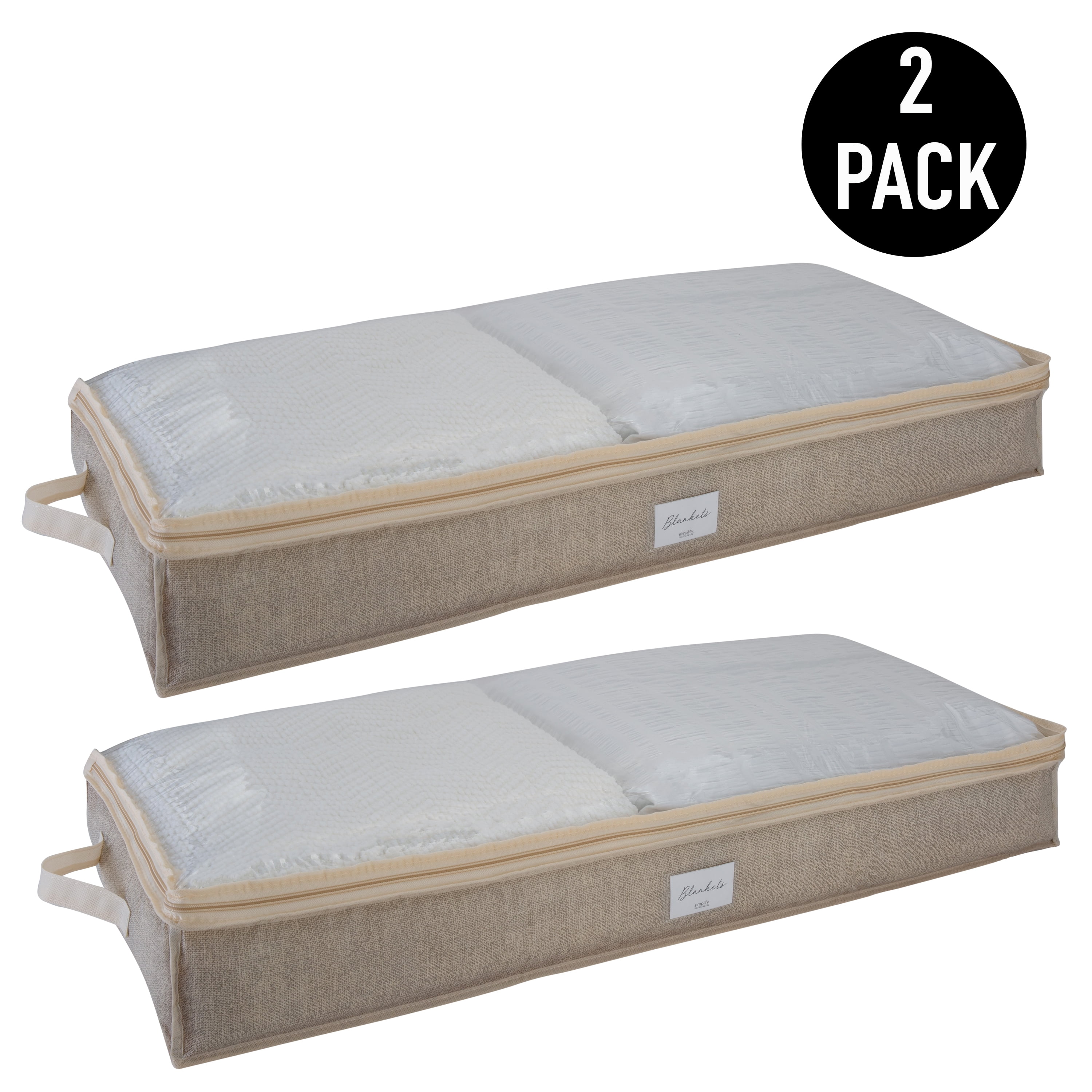Simplify 2 Pack Under the Bed Storage Bag in Beige Nonwoven