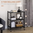 thumbnail image 4 of HOMCOM 3 Tier Utility Cart Kitchen Rolling Cart with Lockable Wheels Black, 4 of 10