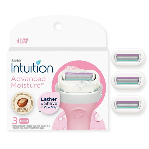 Schick Intuition Advanced Moisture Women's Razor Refills, 3 Ct, Lather & Shave In One Step