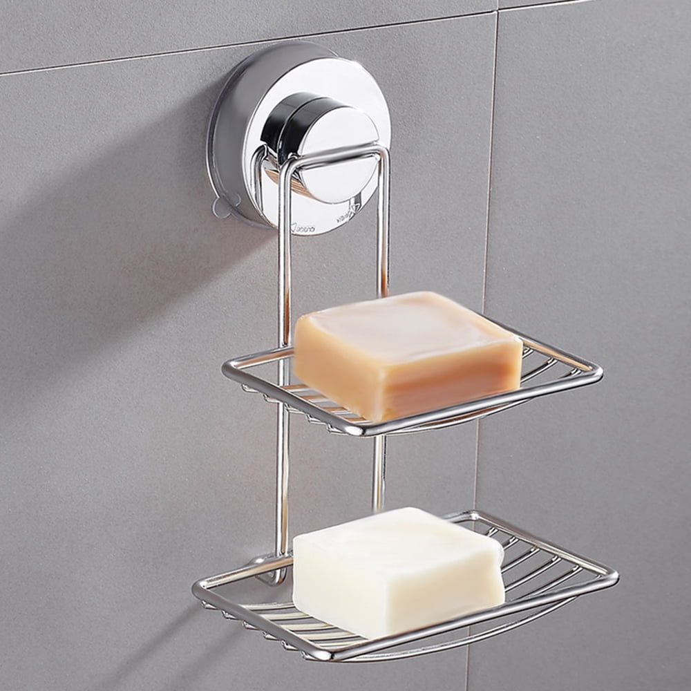 Stainless Steel Soap Dish Suction GGHKDD Bathroom Accessories Wall Mounted Storage Rack Dish with Sticker Soap Shelves Magnetic Soap Holders