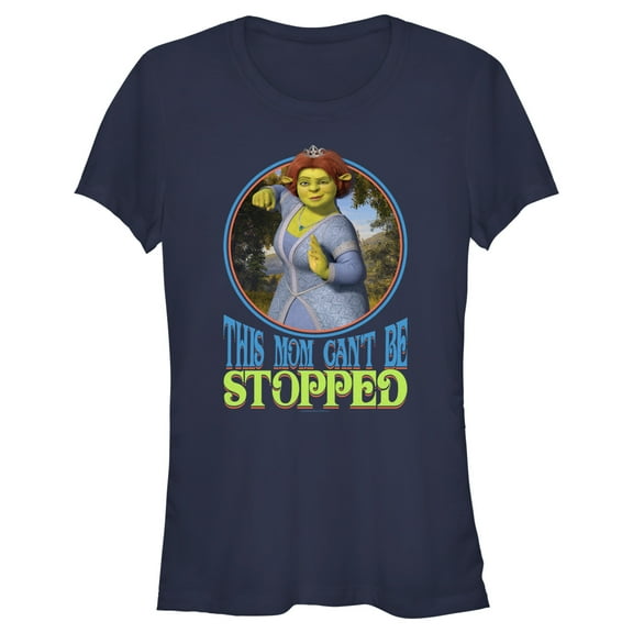 Junior's Shrek Mom Can’t Be Stopped  Graphic Tee Navy Blue Small