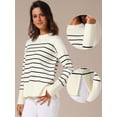 thumbnail image 2 of DARING DIVA Women's Striped Pullover Spring Crewneck Knit Sweater M White, 2 of 6