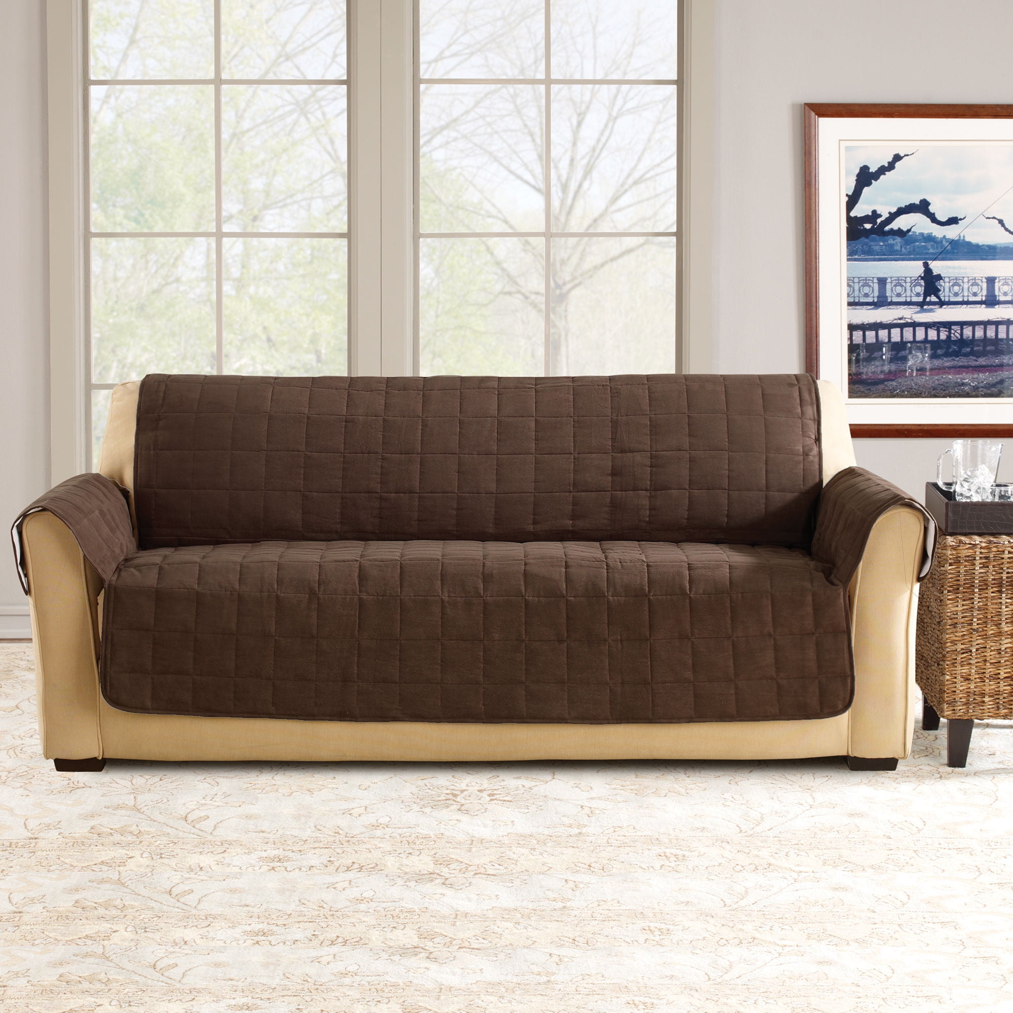 SureFit Soft Suede NonSlip Quilted Loveseat Cover