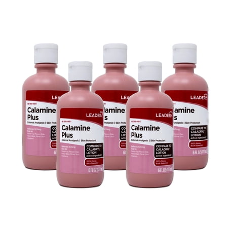 LEADER Calamine Plus Anti-Itch Lotion, Skin Protectant Lotion for Fast-Acting Itch Relief, Poison Ivy, Insect Bites, Minor Skin Irritations, 6 FL OZ - 5 Pack