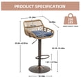 thumbnail image 2 of Homefun Rattan Bar Stools Set of 2 Adjustable Height 360 Swivel Low Back Stools with Footrest Breathable Linen Cushions, 2 of 7