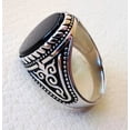 thumbnail image 3 of Black Onyx Mans Ring, Natural Flat Black Onyx Ring, Silver Jewelry, 925 Silver Ring, Birthday Gift, Heavy Mens Ring, Arabic Design, Ottoman Style Ring, Christmas, Turkey Mens Signet Ring, 3 of 5