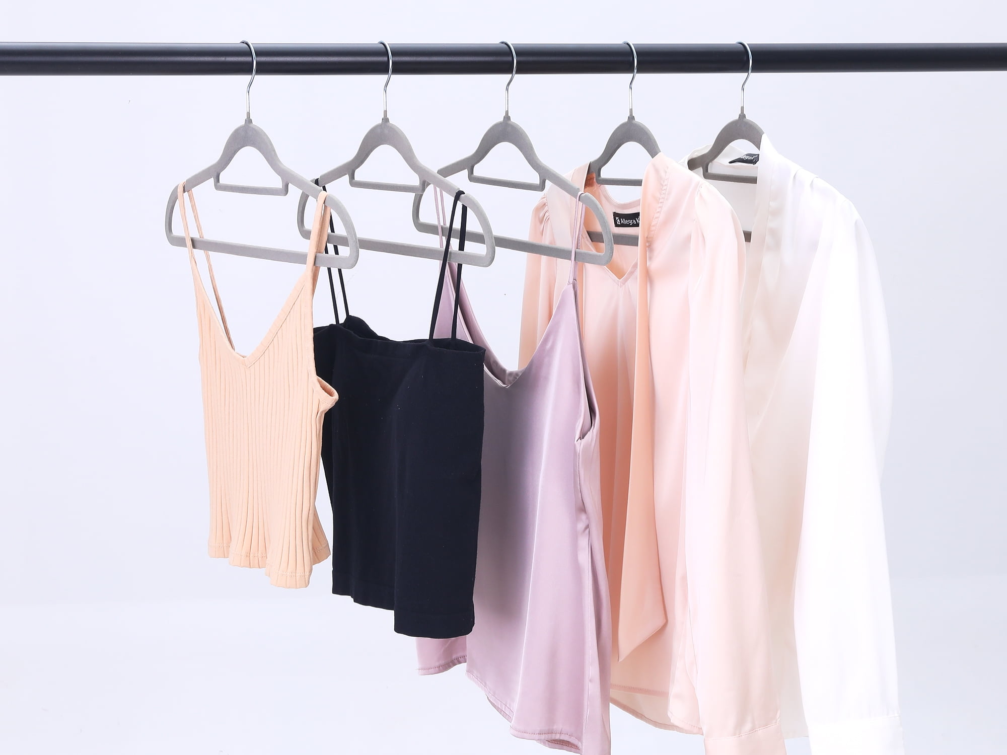 Unique Bargains Velvet Non-Slip Hangers Space Saving Clothes Hangers 30 Packs Gray