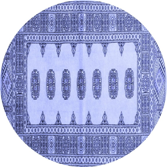 Ahgly Company Indoor Round Southwestern Blue Country Area Rugs, 8' Round