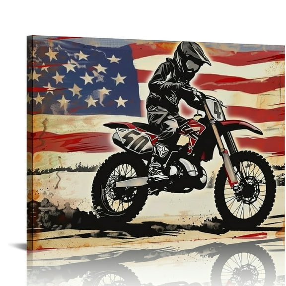 Autua Dirt Bike Canvas Wall Art Print For Living Room Bedroom Office 20x16in