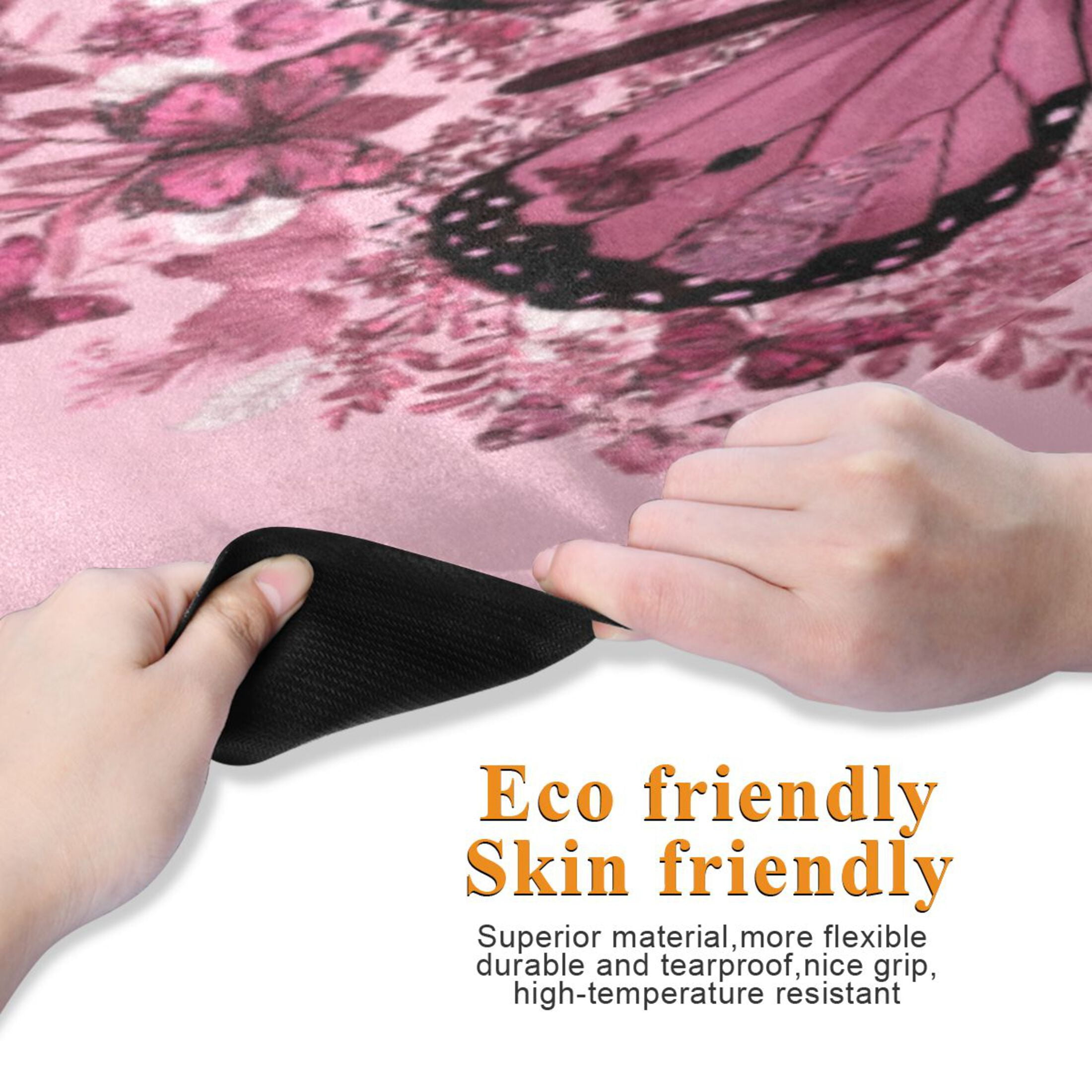 BZSMCE Yoga Mat Women Fitness Mat Pink Butterfly Heart Pattern