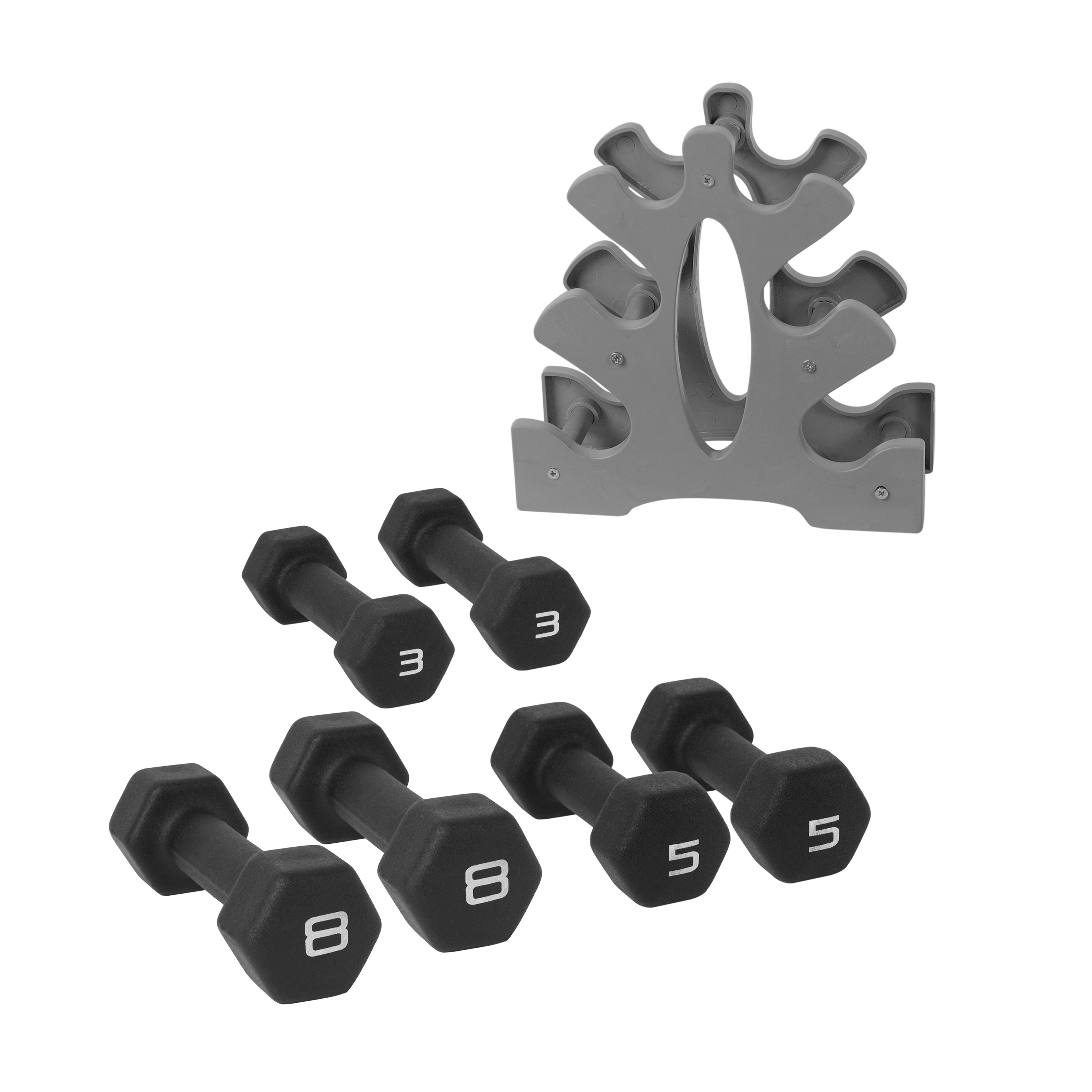 CAP Barbell 32 lb Neoprene Dumbbell Set with Rack photo 2