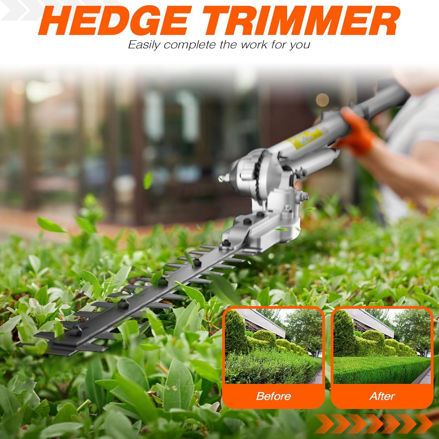 EAYSG 6 in 1 52cc Brush Weed Cutter Petrol Hedge Trimmer Grass Pruner Chainsaw Trimmer with Four Mowing Heads for Gardening Care