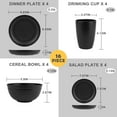 thumbnail image 6 of 16-Piece Plastic Wheat Straw Dinnerware Set,Dish Set for 4 Salad Plates,Cereal Bowls,and Cups Set,Unbreakable and Lightweight,Microwave & Dishwasher Safe,Black, 6 of 8