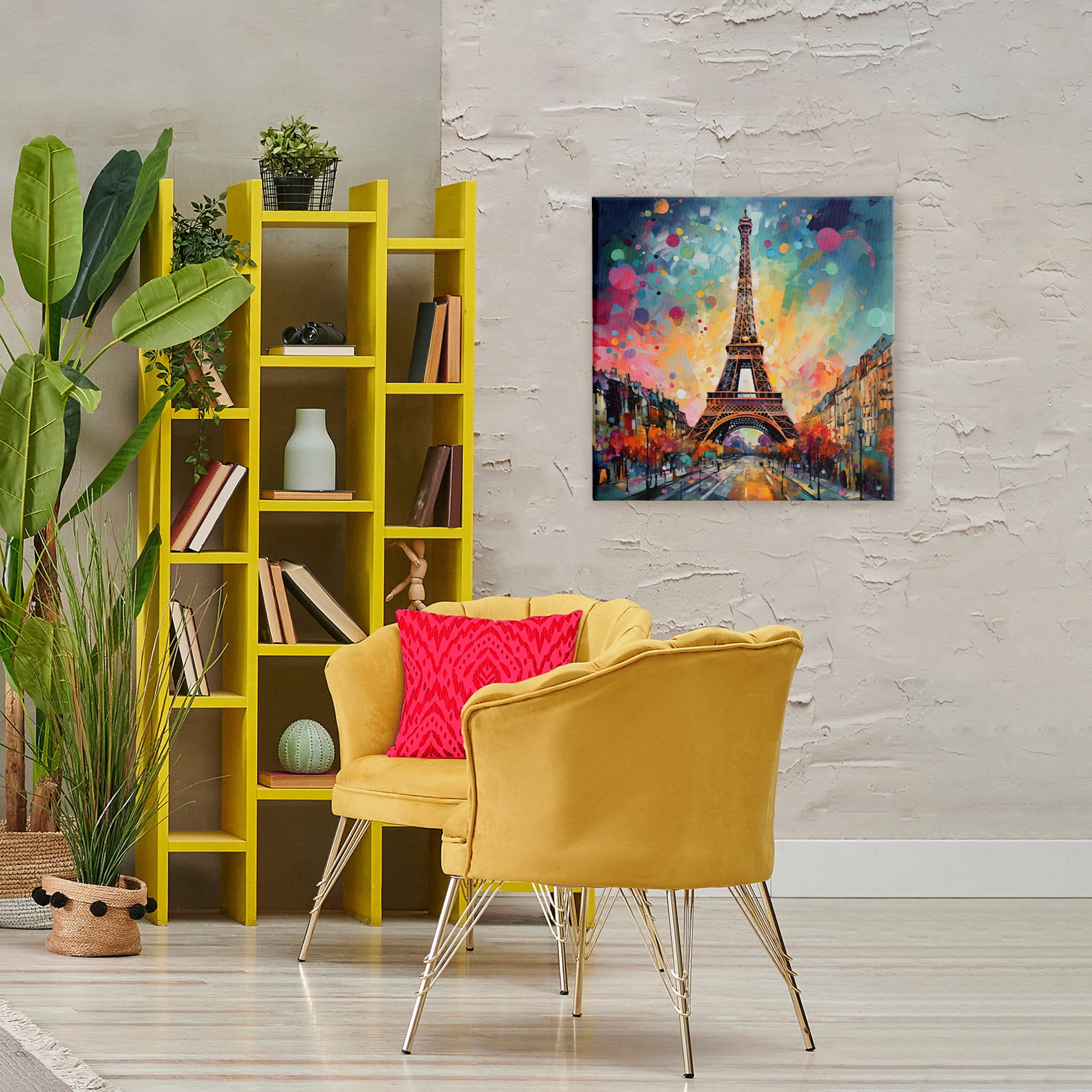 Stupell Industries Eiffel Tower with Vibrant Dots Canvas Wall Art, design by Creative Studio