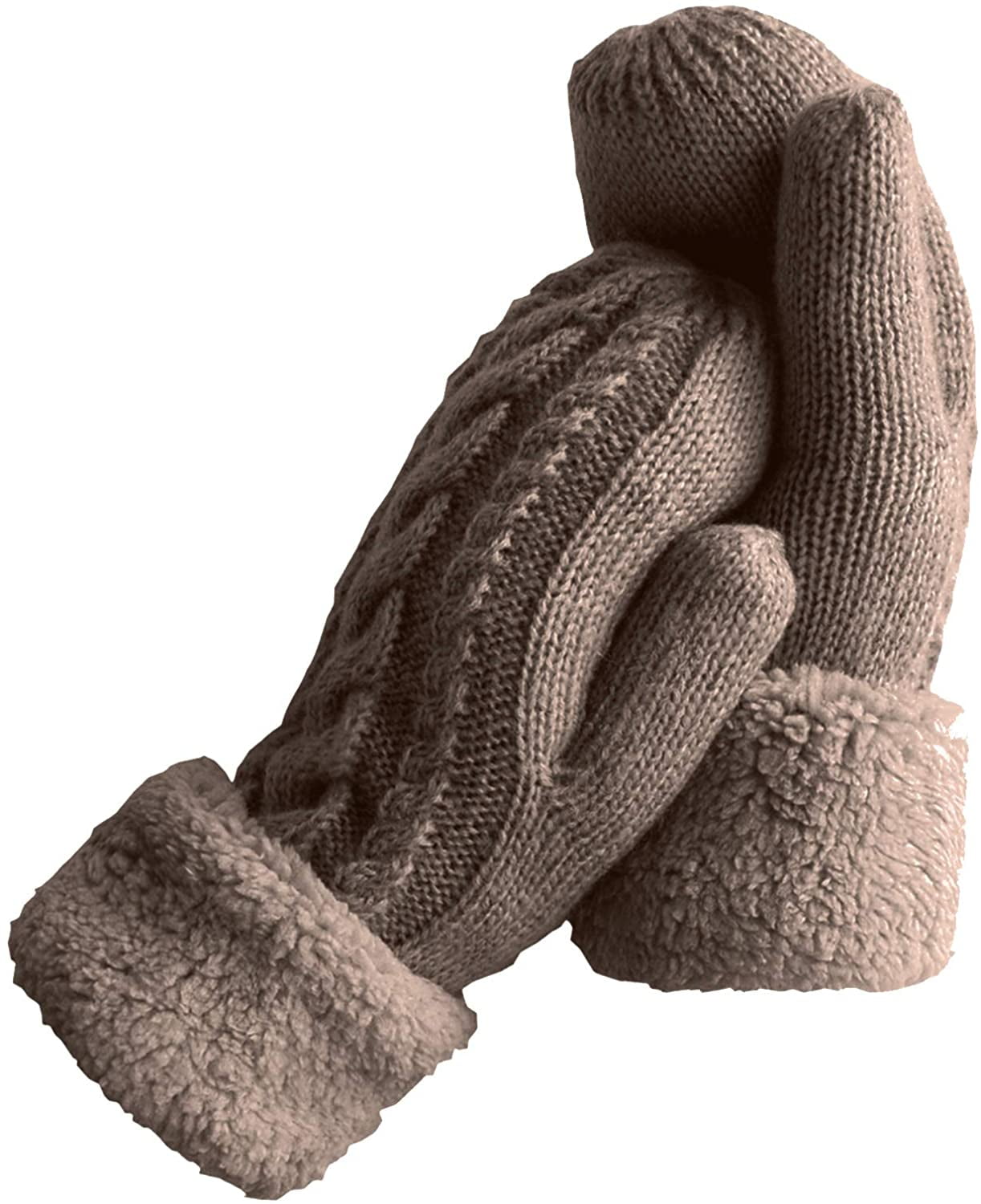 Women's Winter Gloves Warm Lining Mittens Cozy Wool Knit Thick Gloves