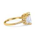 thumbnail image 2 of Yellow Tone, Simulated Cubic Zirconia Size-7 Three Stone Radiant Cut Wedding Engagement Bridal Ring 925 Sterling Silver, 2 of 7