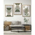 thumbnail image 3 of SHENIFY Large Boho Wall Art Green Sage Decor Framed Wood Modern Bohemian Abstract Geometry Canvas Prints - 24x36in3pcs Natural Framrd, 3 of 8
