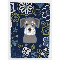 Blue Flowers Schnauzer Flag Garden Size BB5057GF