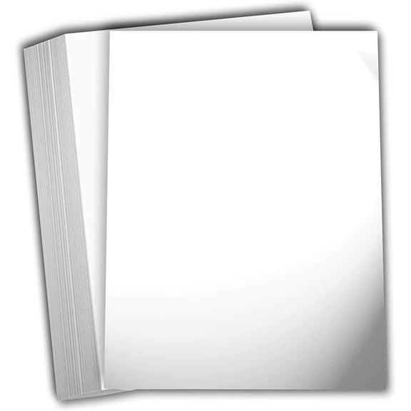 Hamilco White Glossy Cardstock Paper 8 1/2 x 11" 80 lb Cover Card Stock 50 Pack