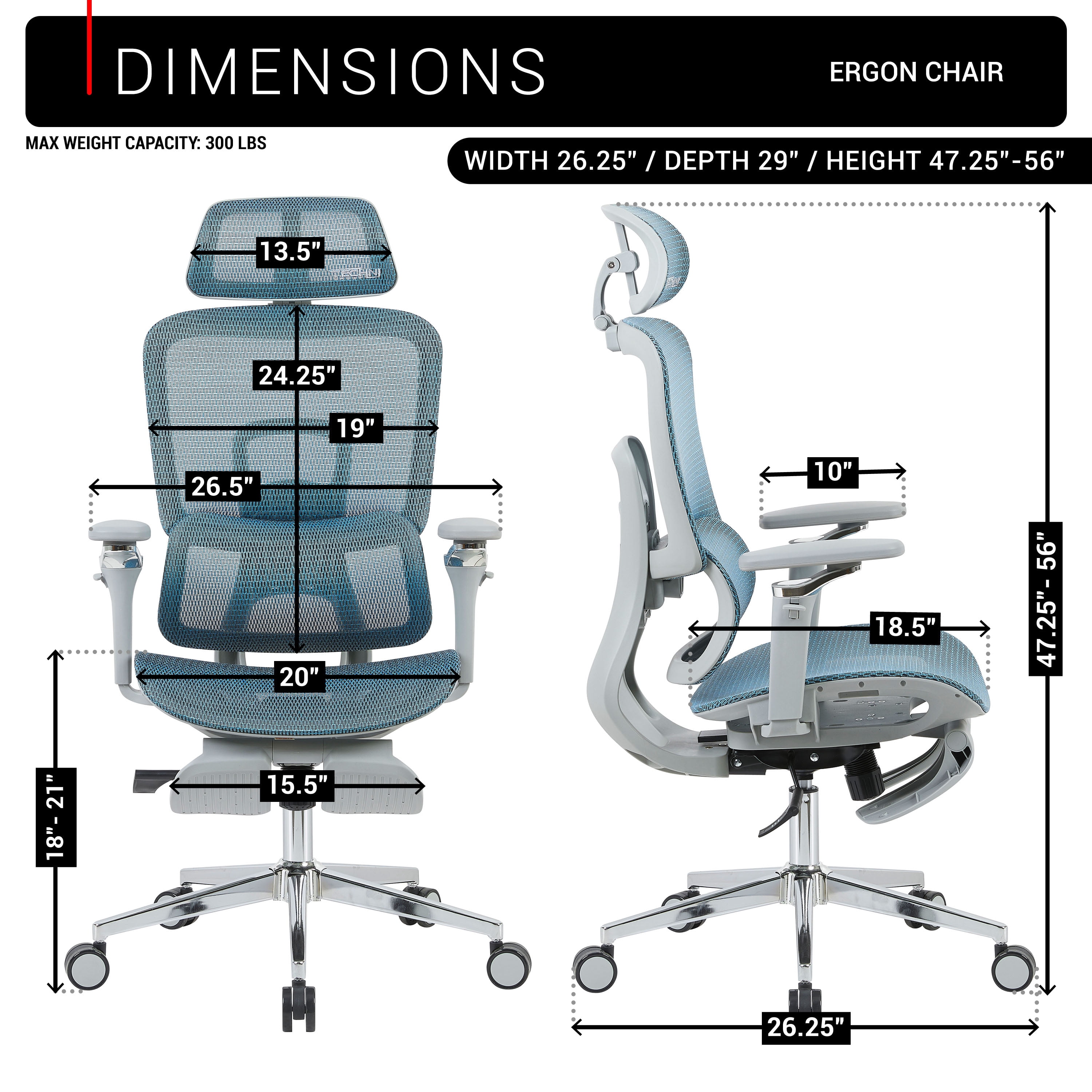 Techni Sport Ergonomic Mesh Office Chair with 5D Armrests & Retractable Footrest