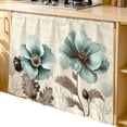 thumbnail image 2 of Blue Green Floral Cabinet Curtain 35"Wx35"L,Dustproof Under Sink Skirt with Self Adhesive Tape,Spring Summer Mallow Flowers Retro Cabinet Curtain Cover for Kitchen Sink,Bathroom Vanity,Laundry Room, 2 of 9