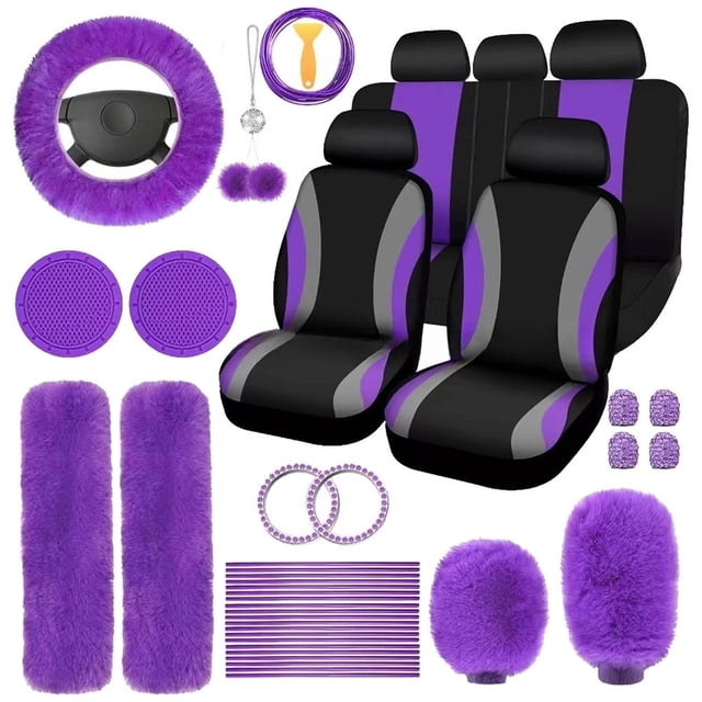 Fluffy Car Decor Car Cover Set Car Interior Makeover Soft Plush Car Interior Covers 45 Essential Car Accessories