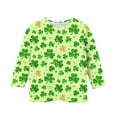 thumbnail image 3 of vdgthytj kids St. Patrick's Day Shirts boy girl Clover Shamrock 3/4 Sleeve Tops Casual Holiday Graphic Blouses, 3 of 6