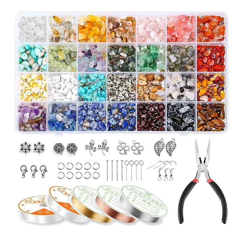 28 Colors Gem Chips Beads Crystal Loose Beads Spacer Bulk Bracelet