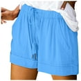 thumbnail image 3 of Women's Shorts Elastic Waist Plus Size Casual Summer Beach Drawstring With Pockets Loose Cute Vacation Trendy Clothes Gym Shorts, 3 of 7