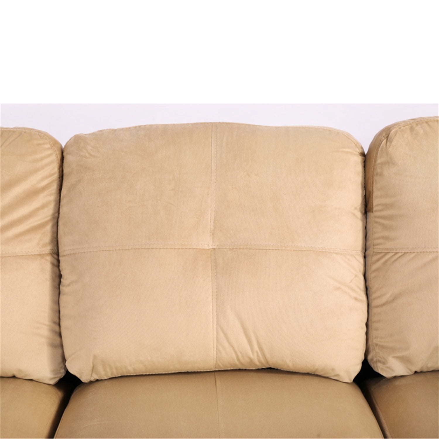 Hommoo Lint &PVC Sectional Sofa Couch 4-Seat Living Room Furniture Sets, Modern L Shaped Sectional Sofa Set, Beige and Brown(No Ottoman)