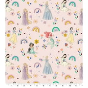 Springs Creative 18" x 21" Cotton Disney Princess Sketch Icon Precut Sewing & Craft Fabric, Pink