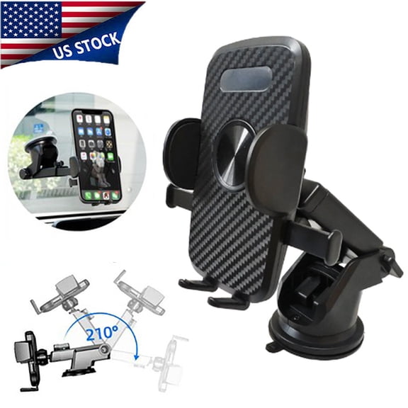 Ryhampaper Universal 360° Car Cell Phone Holder Windshield Dashboard Dash Mount For iPhone - Black