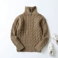 thumbnail image 2 of Splozh Boys Sweater Quarter Zip up Knit Neck Warm Pullver Kids Knitwear,Coffee 11-12 Years, 2 of 4