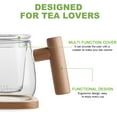 thumbnail image 3 of Tea Mug : Glass Teacup with Infuser and Lid - Tea Cup with Wooden Handle, Teacup for Tea Steeping at Home and Office, 3 of 5