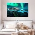 thumbnail image 2 of Elephant Stock Stunning Lofoten Aurora Borealis Wall Art - Horizontal Canvas Wall Art - Living Room Wall Decor - Nature Canvas - Teal And Turquoise Decor - 48" x 32", 2 of 8
