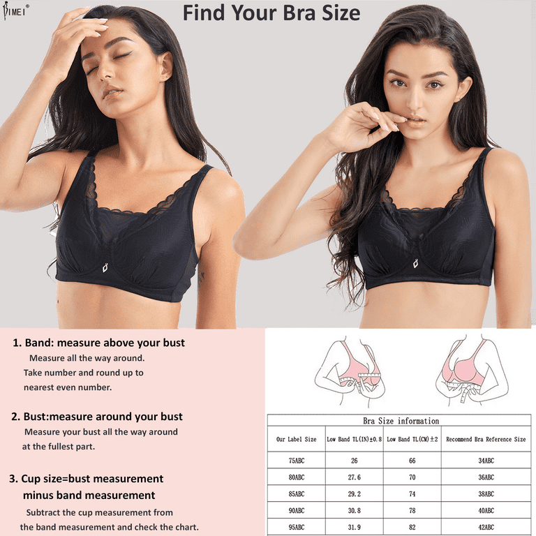 BIMEI Mastectomy Bra with Pockets for Breast Prosthesis Women's Full  Coverage Wirefree Everyday Bra 8999,Black,36B