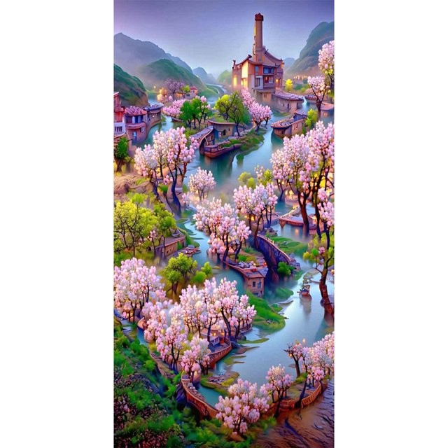 Diamond Drill Dream Peach Blossom House 5D Kits de pintura de bricolaje Cuadrado completo (F1073) FLhrweasw Nuevo