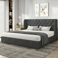 thumbnail image 7 of 4 EVER WINNER King Size Bed Frame, Modern Upholstered Platform Bed Frame with Button Wingback Headboard, White, 7 of 7