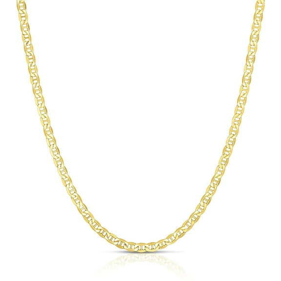 Floreo 10k Yellow Gold Hollow Anchor Mariner Link Chain Necklace